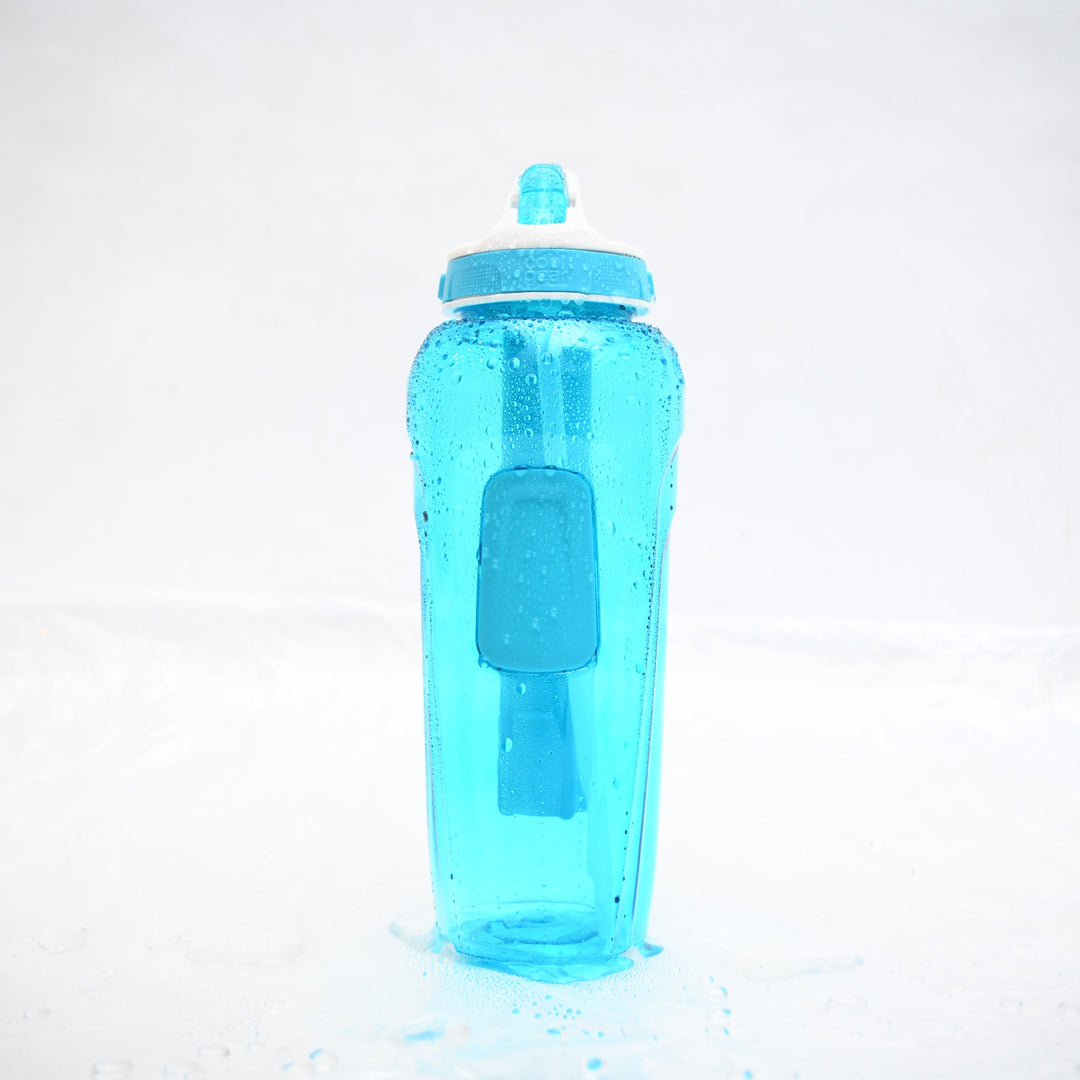 Cool Gear Reusable Sports Water Bottle with Gel Freezer Stick & Flip Straw