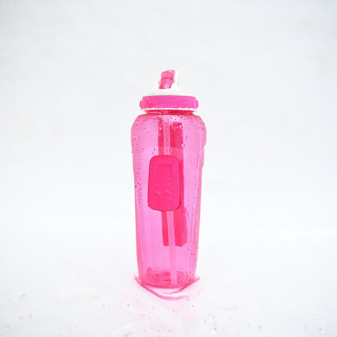 Cool Gear Reusable Sports Water Bottle with Gel Freezer Stick & Flip Straw
