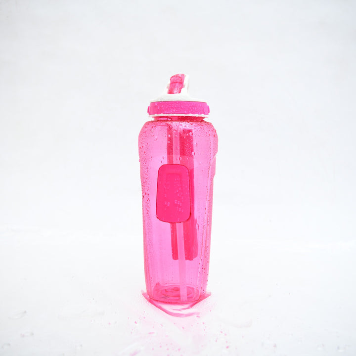 Cool Gear Reusable Sports Water Bottle with Gel Freezer Stick & Flip Straw