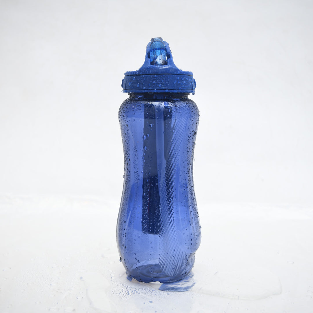 Cool Gear Reusable Sports Water Bottle with Gel Freezer Stick & Flip Straw