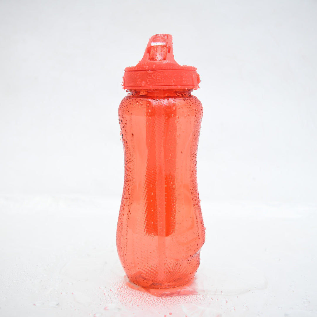 Cool Gear Reusable Sports Water Bottle with Gel Freezer Stick & Flip Straw