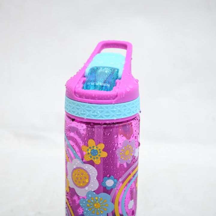 Floral Rainbow Kids Chiller Bottle with Silicone Boot & Freezer Stick (473 ML )