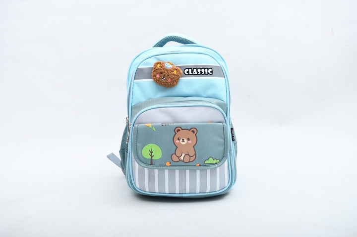 Cute Teddy Bear Print Kids School Backpack - Orange & Black