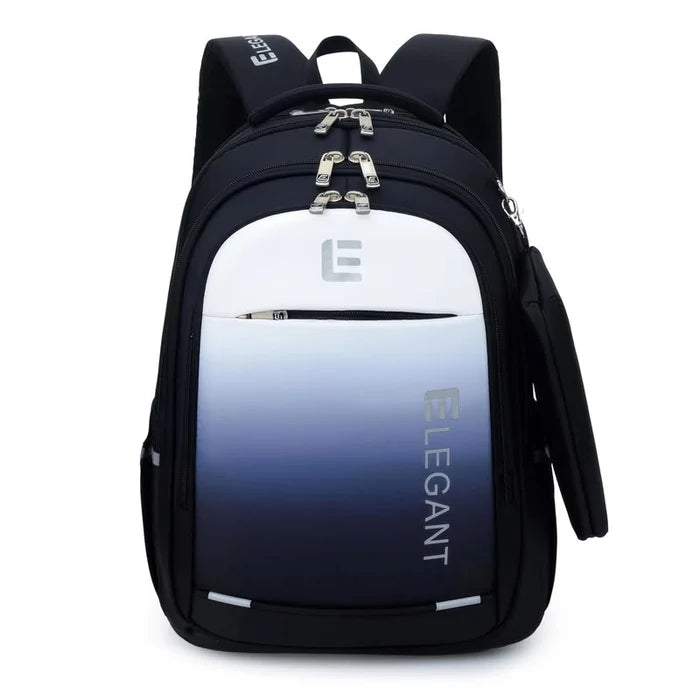 Elegant Gradient Color School Backpack Set with Hanging Pencil Case & USB Port
