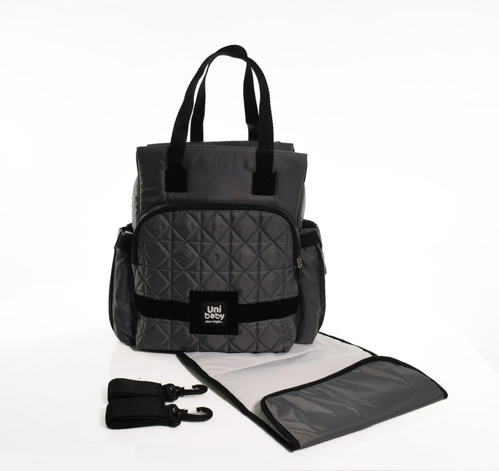 Quilted Multi-Functional Diaper Backpack with Changing Mat & Stroller Straps
