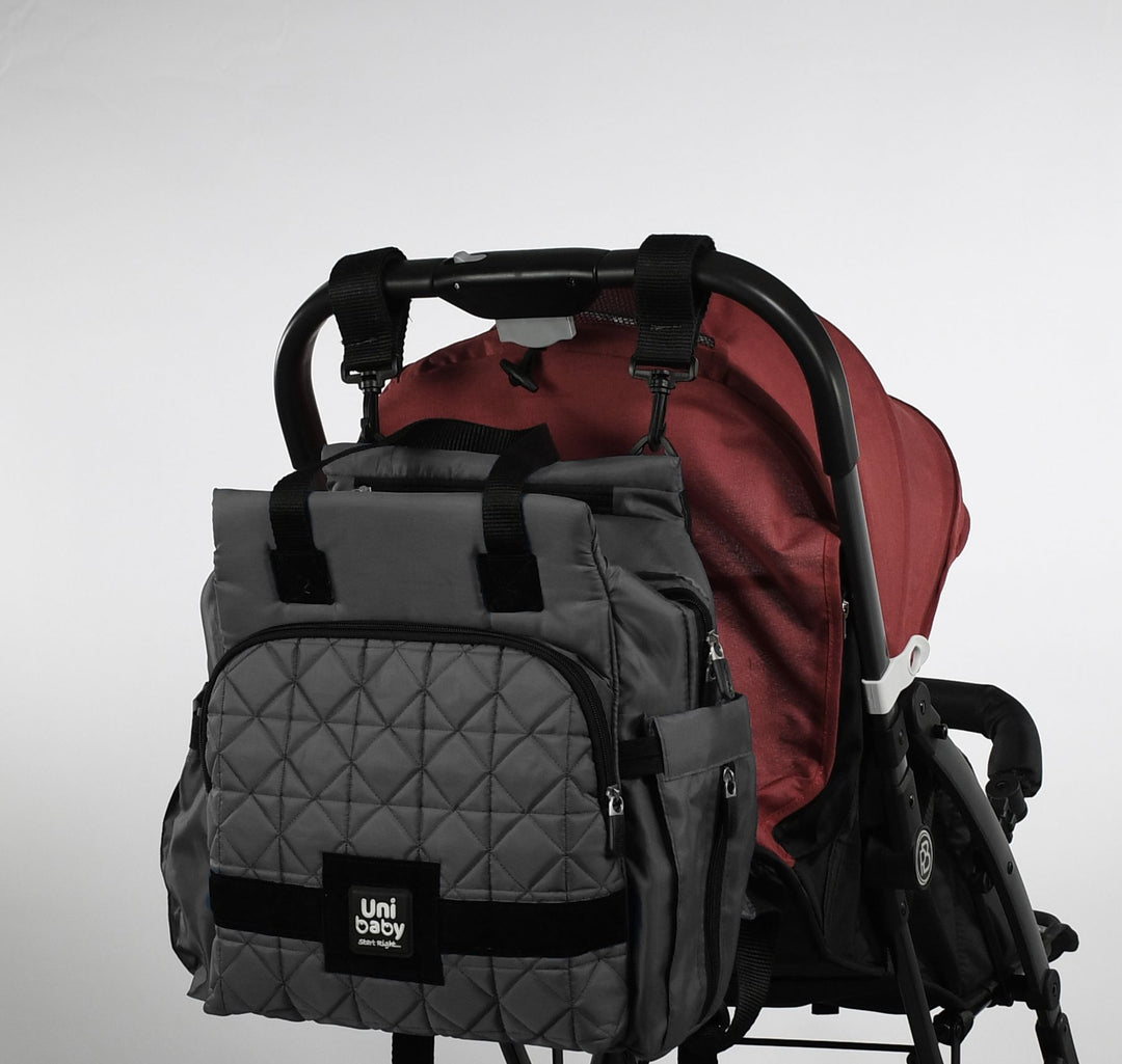 Quilted Multi-Functional Diaper Backpack with Changing Mat & Stroller Straps