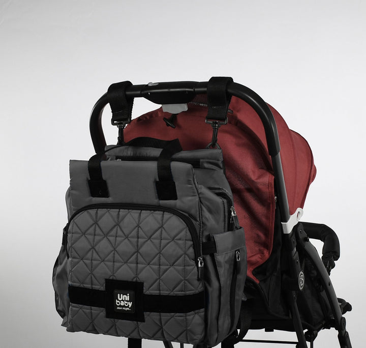 Quilted Multi-Functional Diaper Backpack with Changing Mat & Stroller Straps