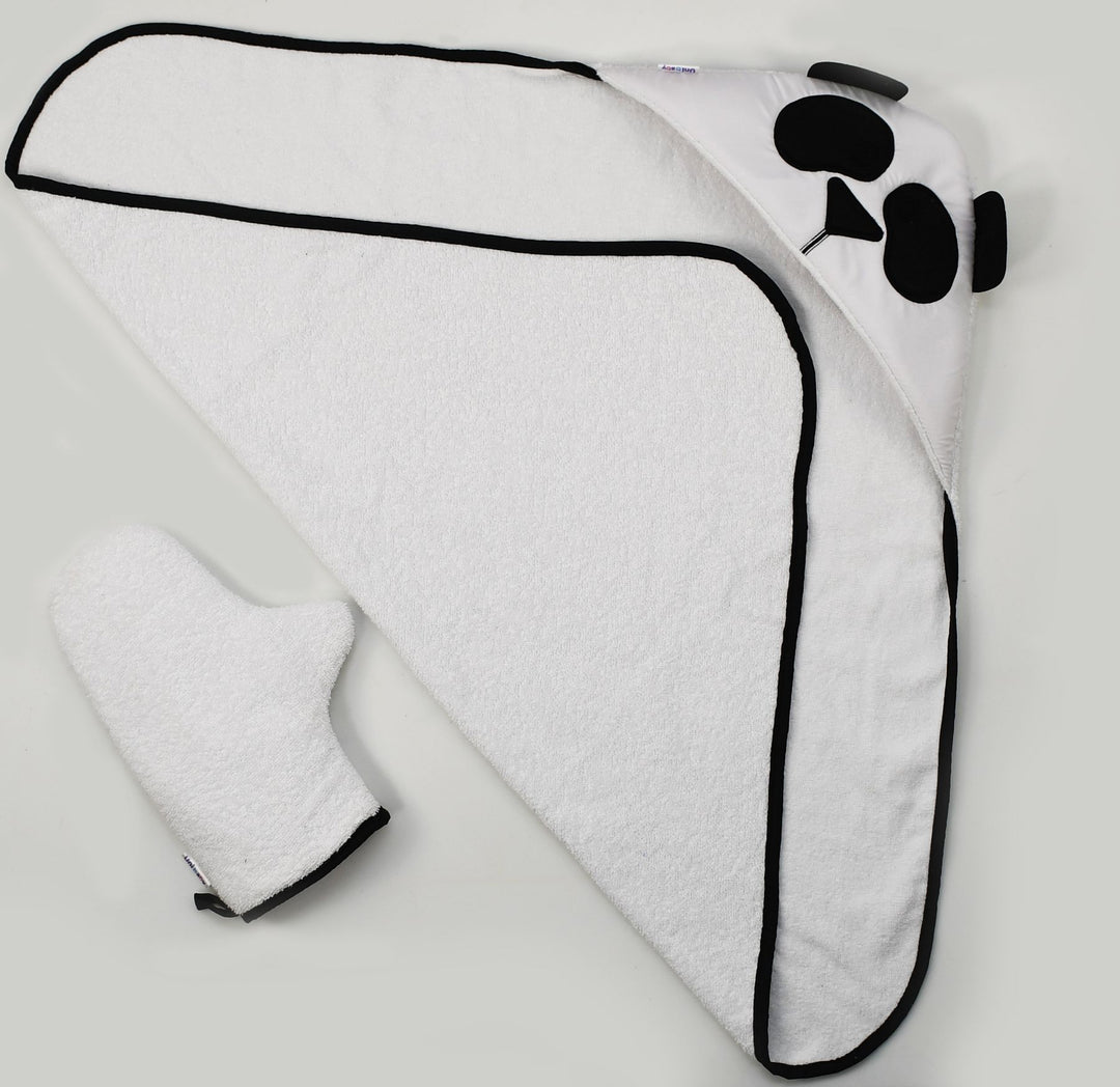 Cute Panda Hooded Baby Bath Towel & Glove Set