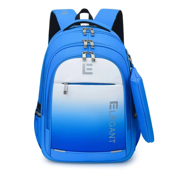 Elegant Gradient Color School Backpack Set with Hanging Pencil Case & USB Port